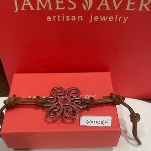Retired James Avery Flower Blossom Knotted Leather Cord Bracelet